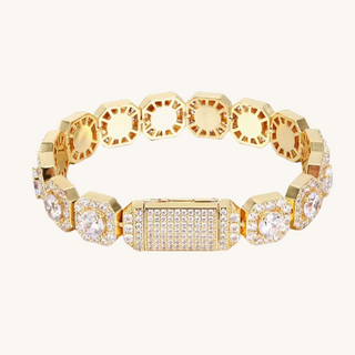 Gold Square Halo Diamond Bracelet