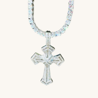 Silver Tennis Chain Enchanted Cross Necklace