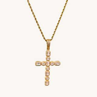 Vintage Gold Crystal Cross Necklace