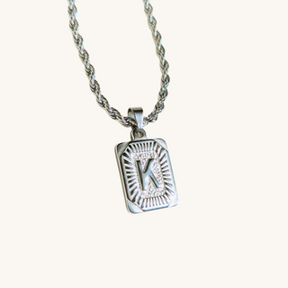 Silver Women's Rope Vintage Initial Necklace