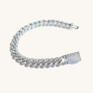 Silver Diamond Cuban Link Bracelet