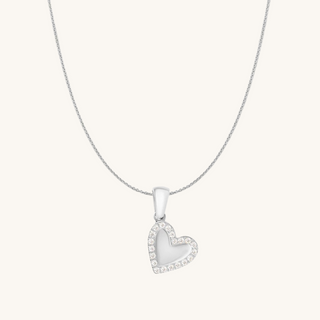 Silver Sparkling Heart Necklace