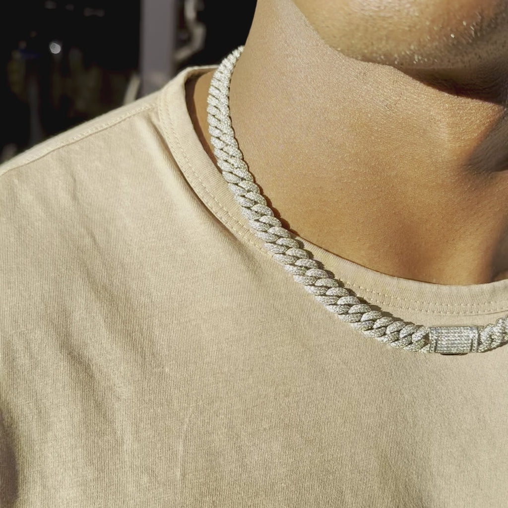 Men's Silver Diamond Cuban Chain Necklace