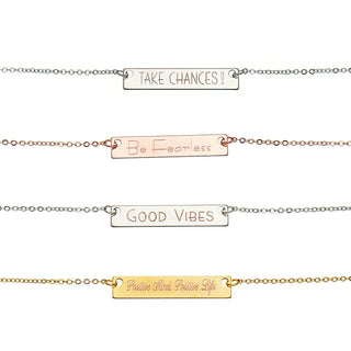 Engraved Horizontal Bar Necklace