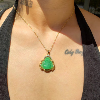 women's green jade buddha necklace