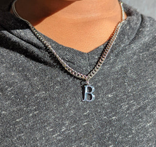 Unisex Kids' Steel Initial Necklace