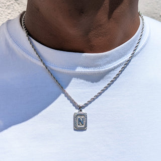 Silver Men's Initial Vintage Necklace