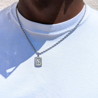 Silver Men's Initial Vintage Necklace