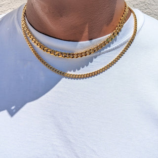 Men's Gold Double Cuban Necklace Sets