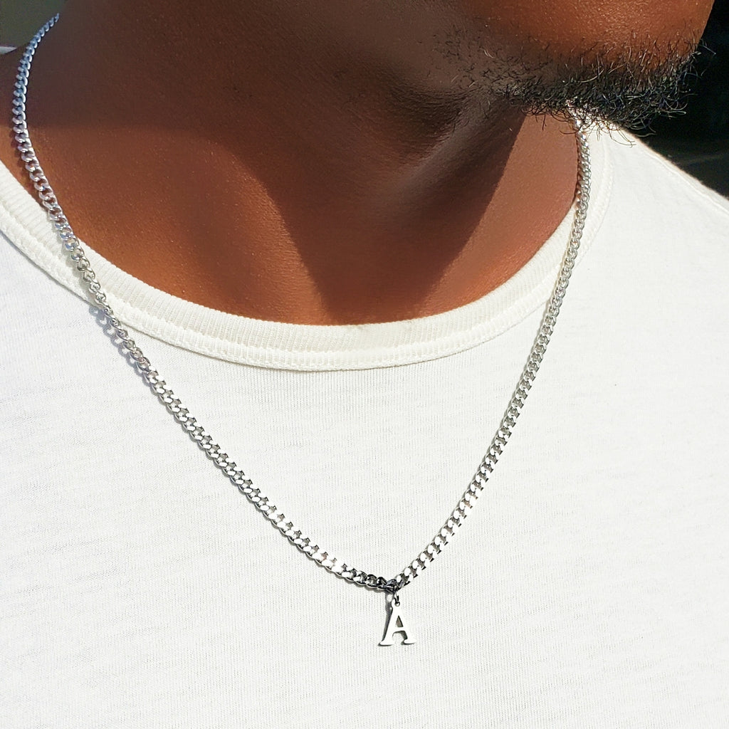 Men's Steel Letter Necklace  Necklace With Initials For Guys