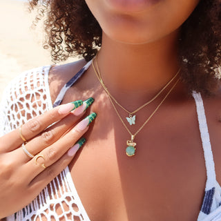 Elephant Natural Stone Crystal Ball Necklaces