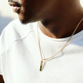 Gold Men's Personalized Bar Necklace