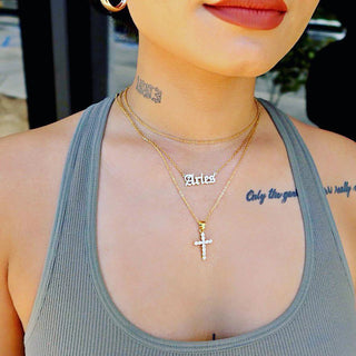 Medium Crystal Cross Necklace
