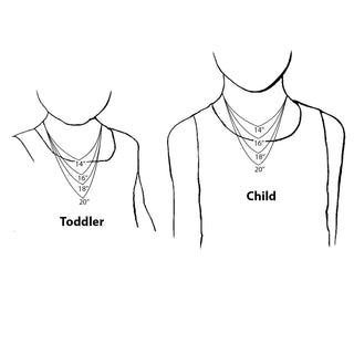 Unisex Kids' Steel Initial Necklace size chart