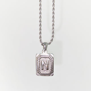 Silver Men's Initial Vintage Necklace