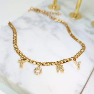 Gold Diamond Letter Name Anklet