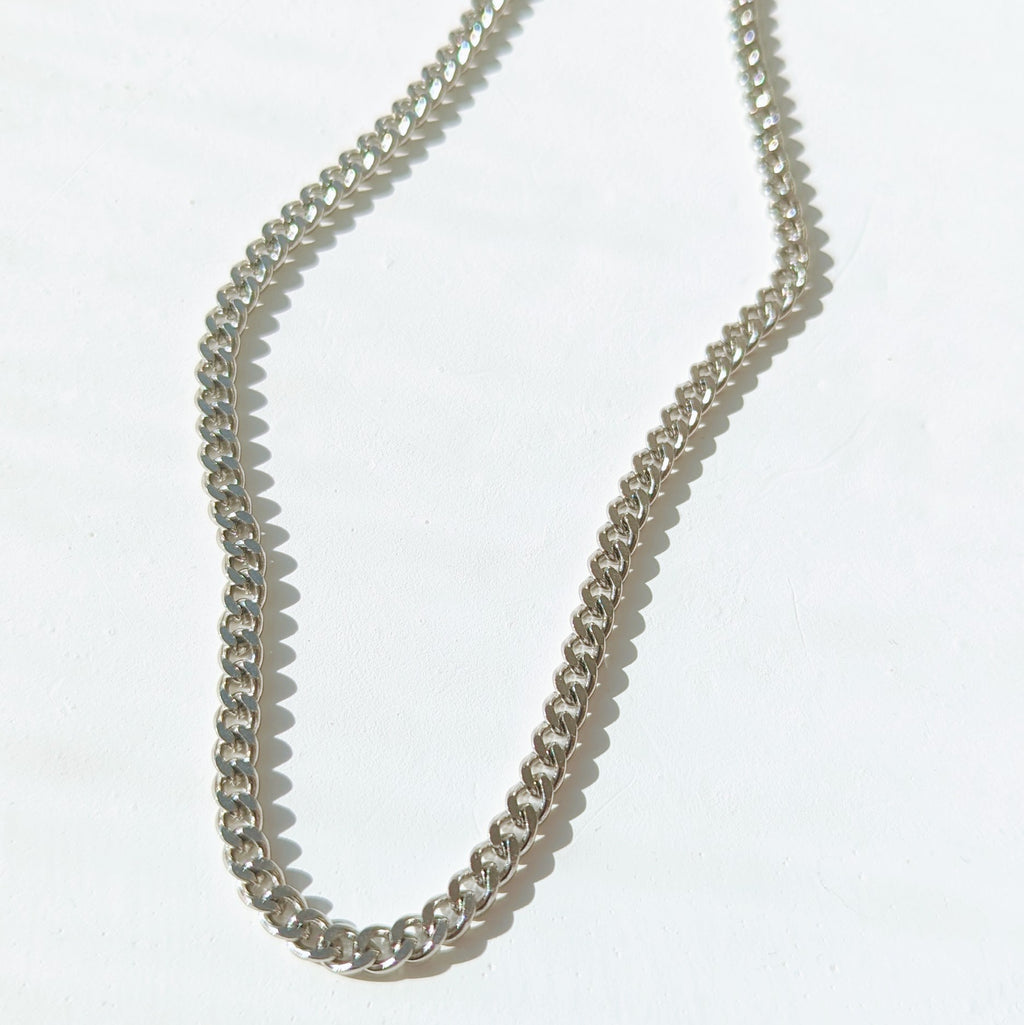 silver cuban link necklace men