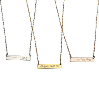 Engraved Horizontal Bar Necklace