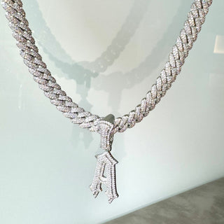 Silver Initial Cuban Link Necklace