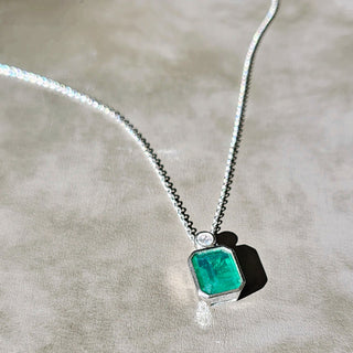 Sterling Silver Emerald Stone Necklace