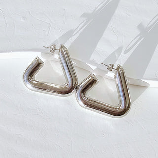 Silver Statement Triangle Hoops