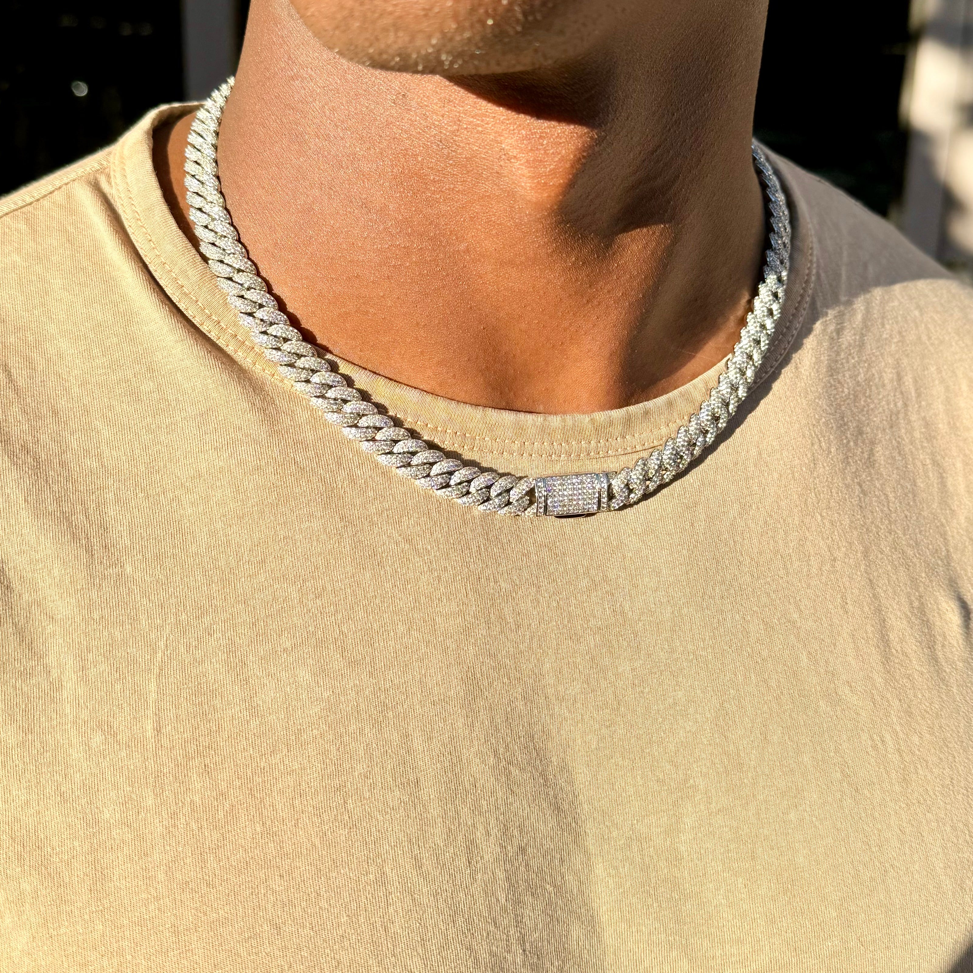 Choker Gold And Diamond Chain Mens Diamond Cuban Link Chain 12mm