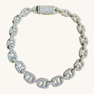 Silver Icy Bold Link Diamond Necklace