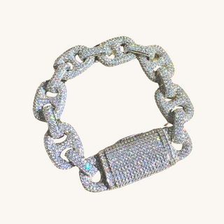 Silver Icy Bold Link Diamond Bracelet