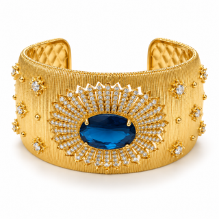 Genevieve Sapphire Sunburst Cuff Bracelet