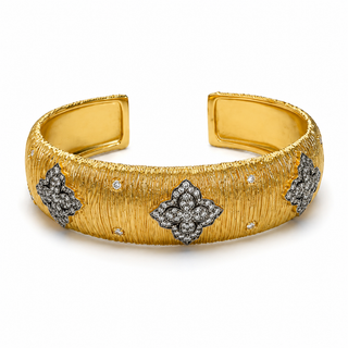 Gold Textured Clover Cuff Bracelet