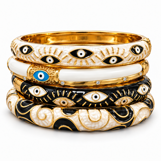 Hestia Monochrome Evil Eye Bangle Set