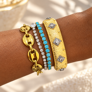 Gold Starburst Crystal Cuff Bracelet