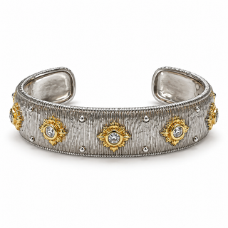 Silver Starburst Crystal Cuff Bracelet