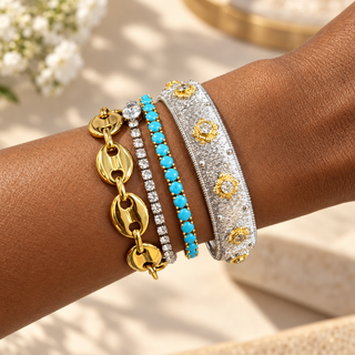 Silver Starburst Crystal Cuff Bracelet