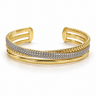 Celeste Triple Band Pavé Cuff Bracelet