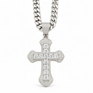 Apex Silver Crystal Cross Necklace