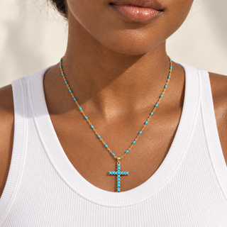 Isla Turquoise Cross Pendant Necklace