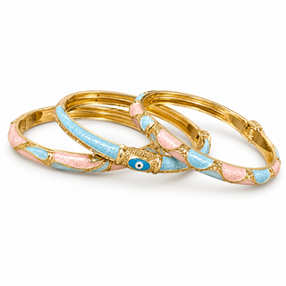 Enamel Evil Eye Bangle Set
