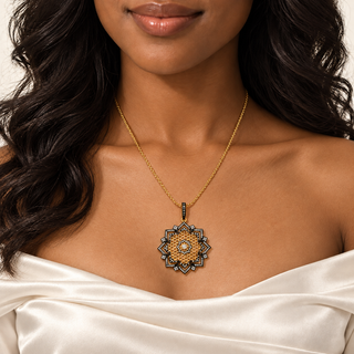 Fleur Honeycomb Pavilion Medallion Necklace