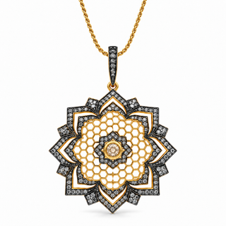 Fleur Honeycomb Pavilion Medallion Necklace