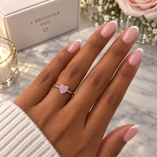 Cleo Pink Heart Solitaire Ring