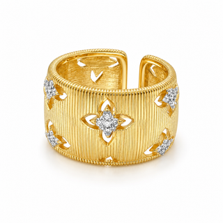 Zuri Textured Floral Cutout Wide Ring