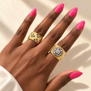 Zuri Textured Floral Cutout Wide Ring