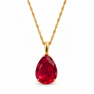 Mila Pear Ruby Drop Necklace