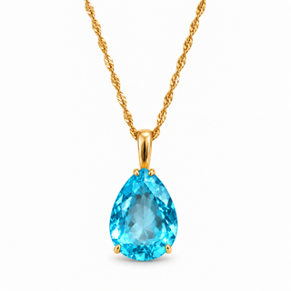 Capri Pear Aquamarine Drop Necklace