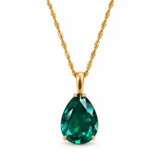Ivy Pear Emerald Drop Necklace