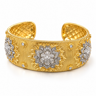 Gold Isadora Two-Tone Mandala Cuff Bracelet