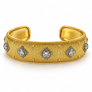 Gold Starburst Crystal Cuff Bracelet