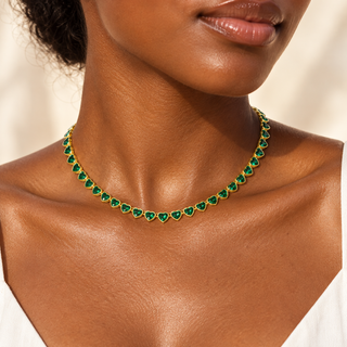 Emerald Heart Tennis Necklace