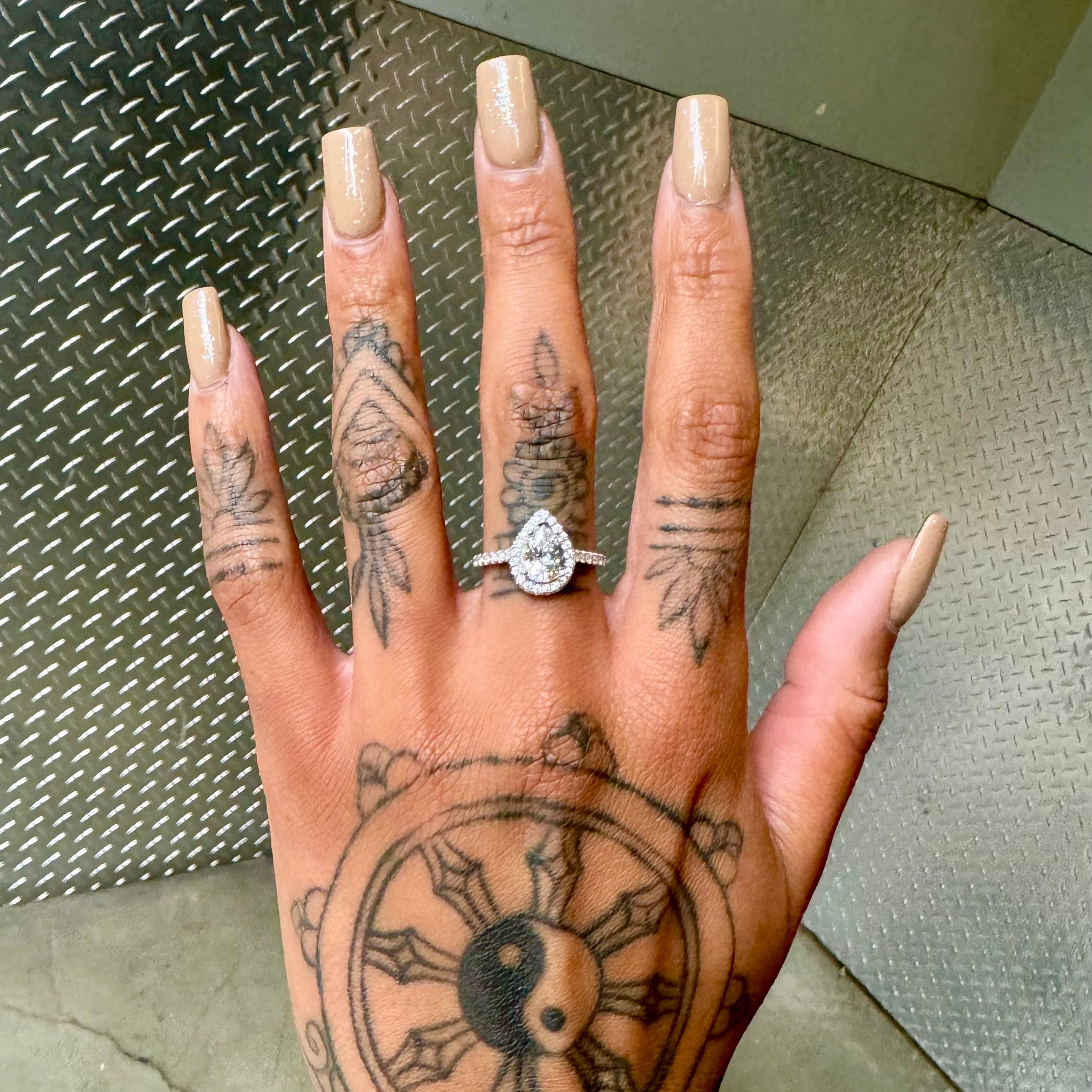 Tiny Diamond Tattoo On Finger